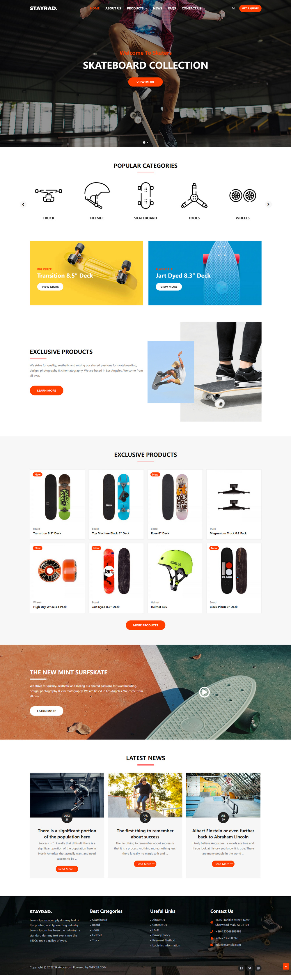 滑板产品营销成品成品网站模板