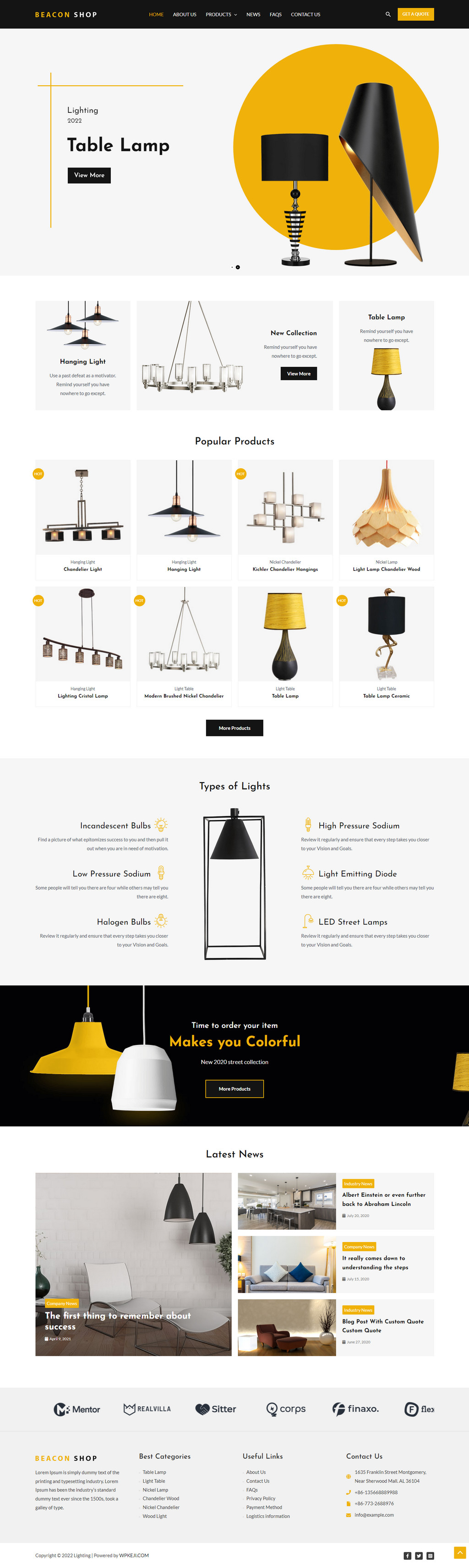灯具吊灯台灯营销成品成品网站模板