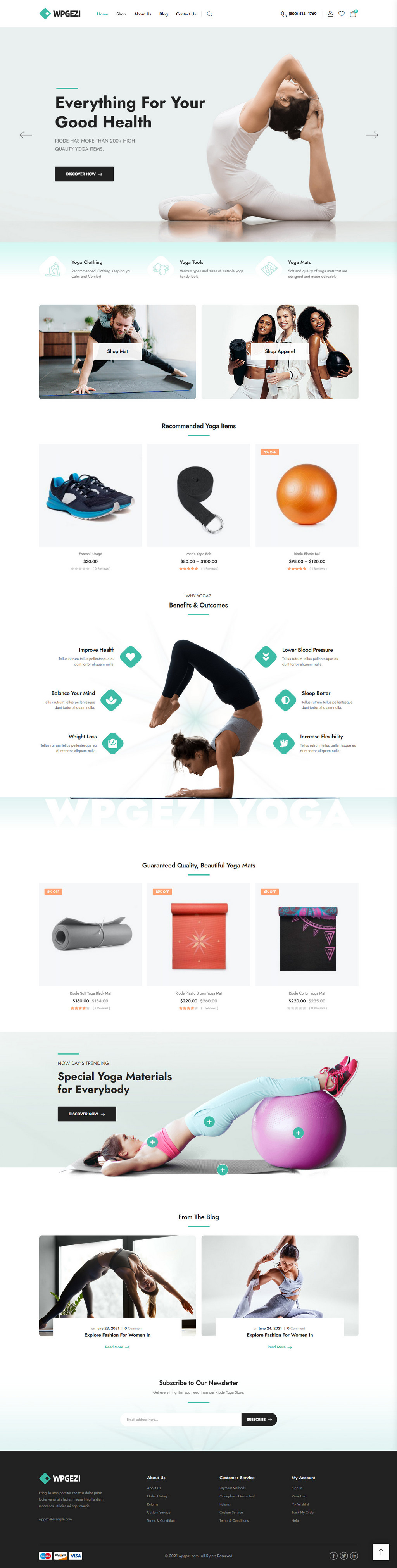瑜伽健身用品商城网站模板。