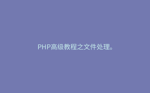 PHP高级教程之文件处理。